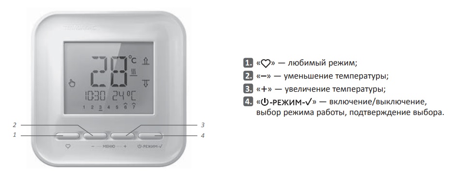 Кнопки управления Теплолюкс 520